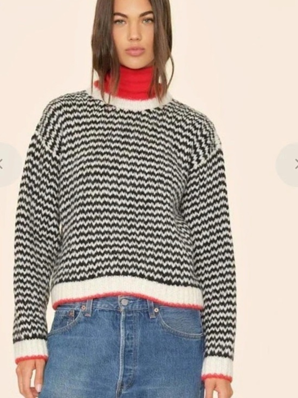 Xirena Mabel Geometric Crewneck Sweater in Black & White Size Medium